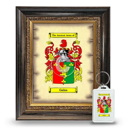 Gains Framed Coat of Arms and Keychain - Heirloom