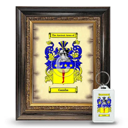 Gamba Framed Coat of Arms and Keychain - Heirloom
