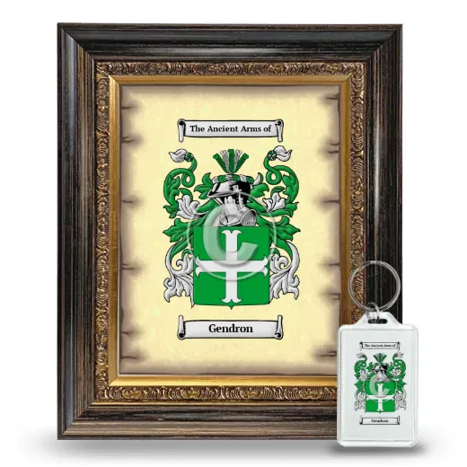 Gendron Framed Coat of Arms and Keychain - Heirloom