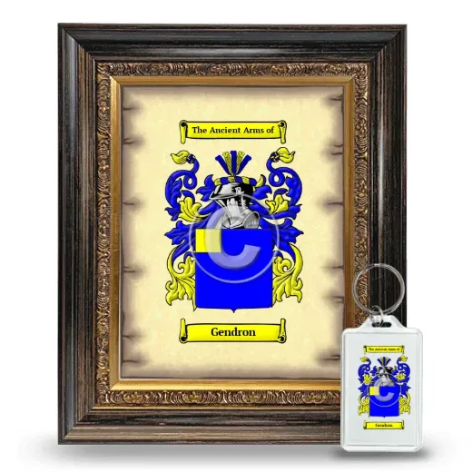 Gendron Framed Coat of Arms and Keychain - Heirloom