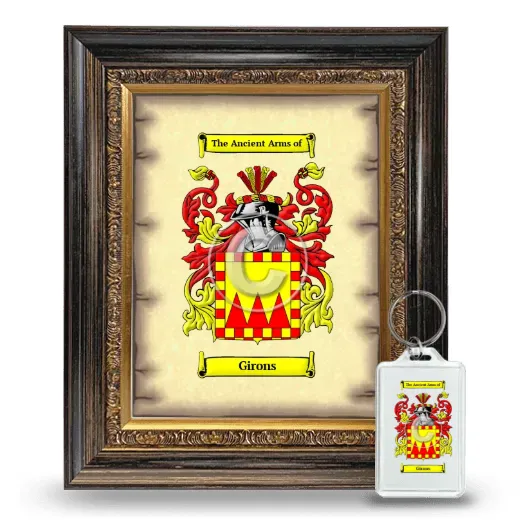 Girons Framed Coat of Arms and Keychain - Heirloom