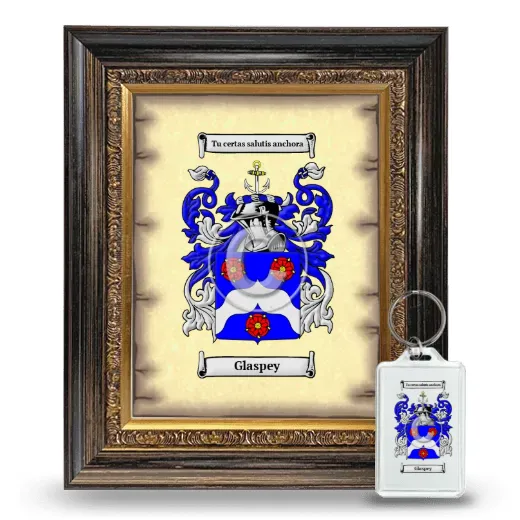 Glaspey Framed Coat of Arms and Keychain - Heirloom