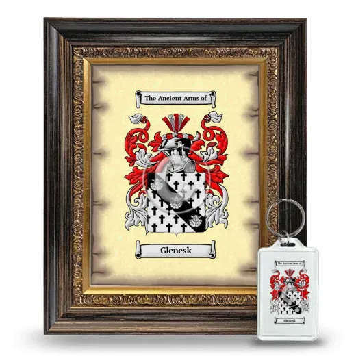 Glenesk Framed Coat of Arms and Keychain - Heirloom