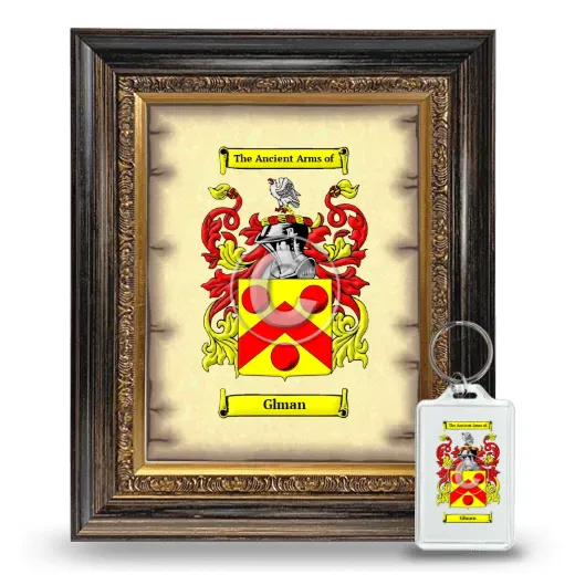 Glman Framed Coat of Arms and Keychain - Heirloom