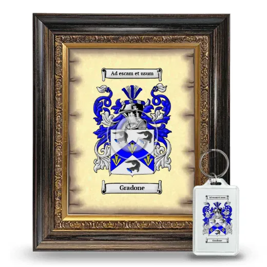 Gradone Framed Coat of Arms and Keychain - Heirloom
