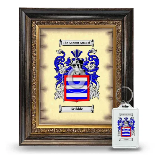 Gribble Framed Coat of Arms and Keychain - Heirloom
