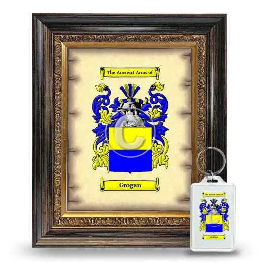 Grogan Framed Coat of Arms and Keychain - Heirloom