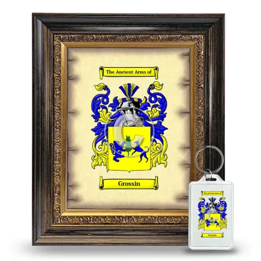 Grossin Framed Coat of Arms and Keychain - Heirloom