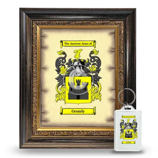Grumly Framed Coat of Arms and Keychain - Heirloom