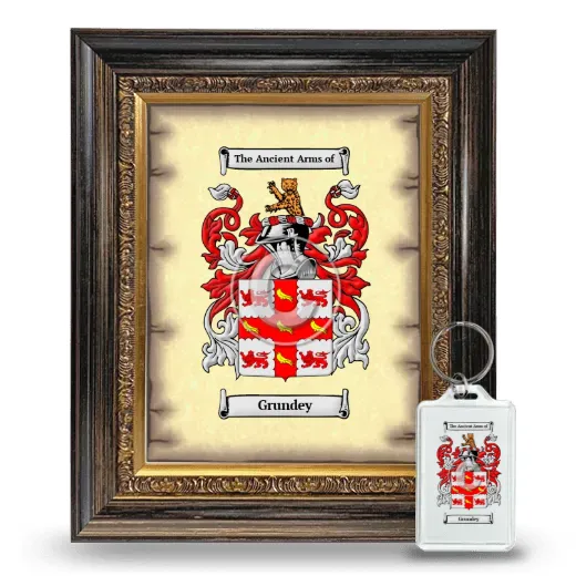 Grundey Framed Coat of Arms and Keychain - Heirloom