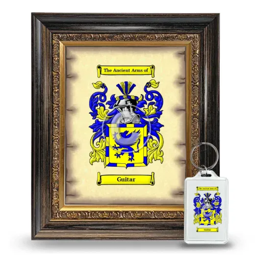 Guitar Framed Coat of Arms and Keychain - Heirloom