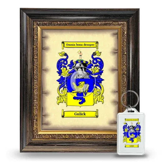 Gulick Framed Coat of Arms and Keychain - Heirloom