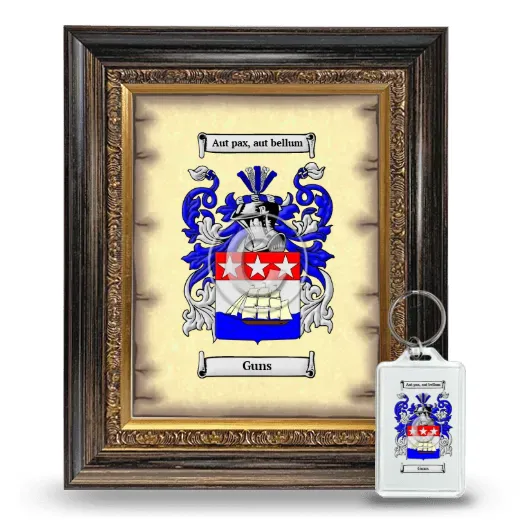 Guns Framed Coat of Arms and Keychain - Heirloom