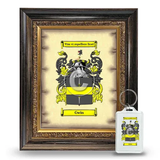 Gwin Framed Coat of Arms and Keychain - Heirloom