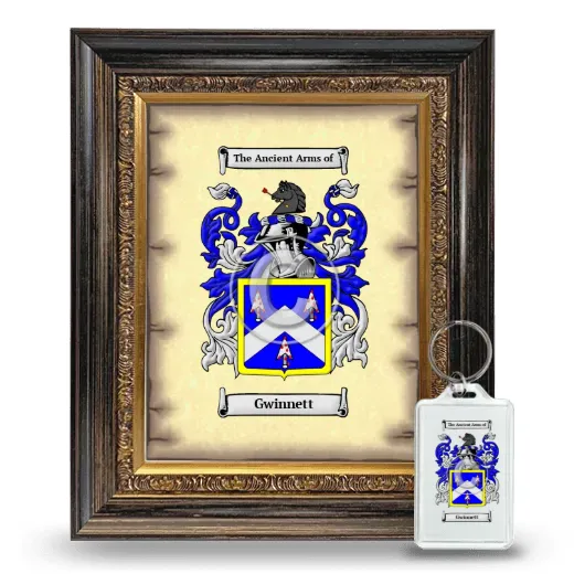 Gwinnett Framed Coat of Arms and Keychain - Heirloom
