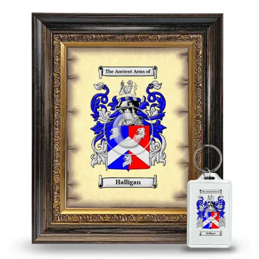 Halligan Framed Coat of Arms and Keychain - Heirloom