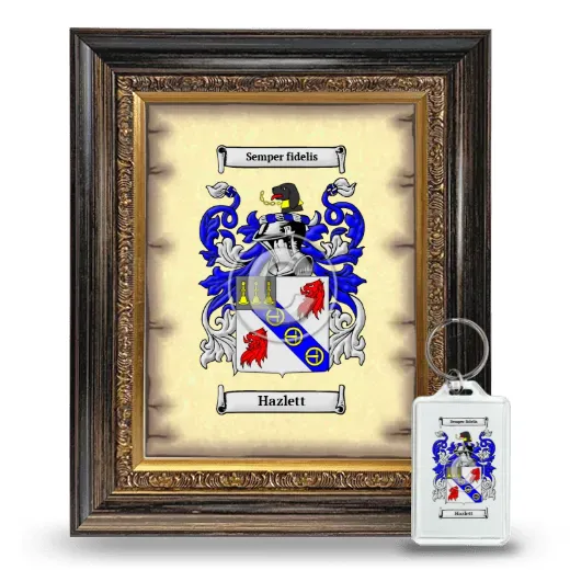 Hazlett Framed Coat of Arms and Keychain - Heirloom