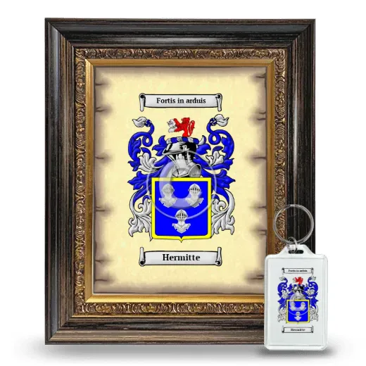 Hermitte Framed Coat of Arms and Keychain - Heirloom