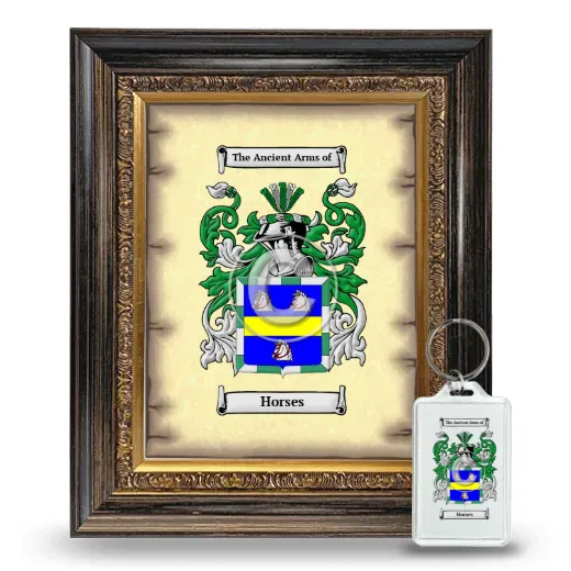 Horses Framed Coat of Arms and Keychain - Heirloom