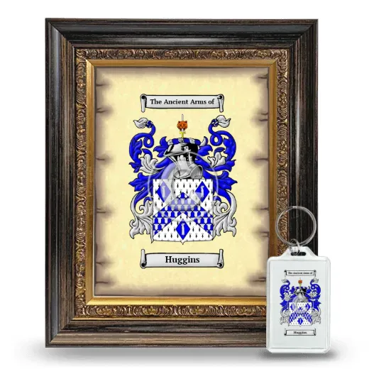 Huggins Framed Coat of Arms and Keychain - Heirloom
