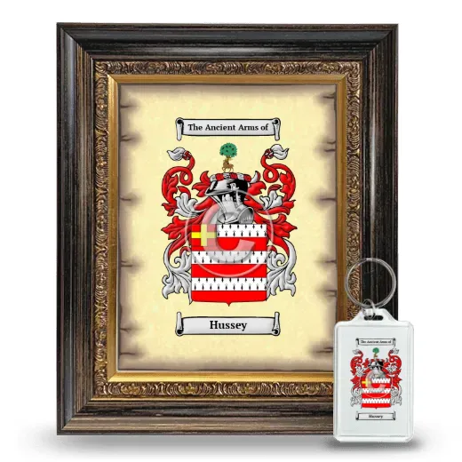 Hussey Framed Coat of Arms and Keychain - Heirloom