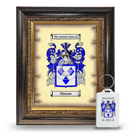 Husson Framed Coat of Arms and Keychain - Heirloom