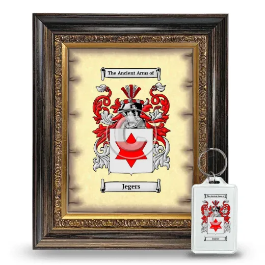 Jegers Framed Coat of Arms and Keychain - Heirloom