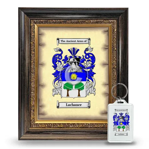 Lachance Framed Coat of Arms and Keychain - Heirloom