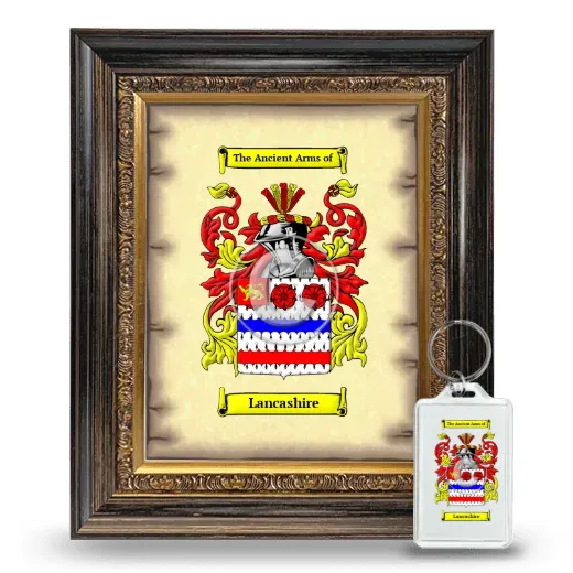 Lancashire Framed Coat of Arms and Keychain - Heirloom
