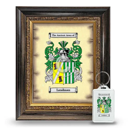 Landman Framed Coat of Arms and Keychain - Heirloom