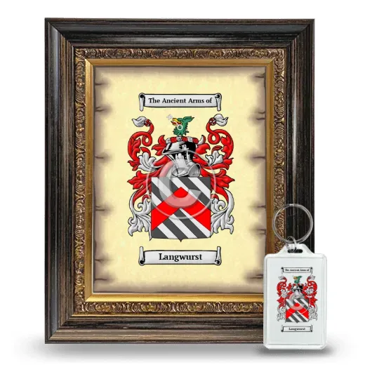 Langwurst Framed Coat of Arms and Keychain - Heirloom