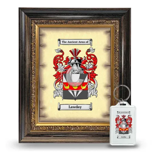 Lawday Framed Coat of Arms and Keychain - Heirloom
