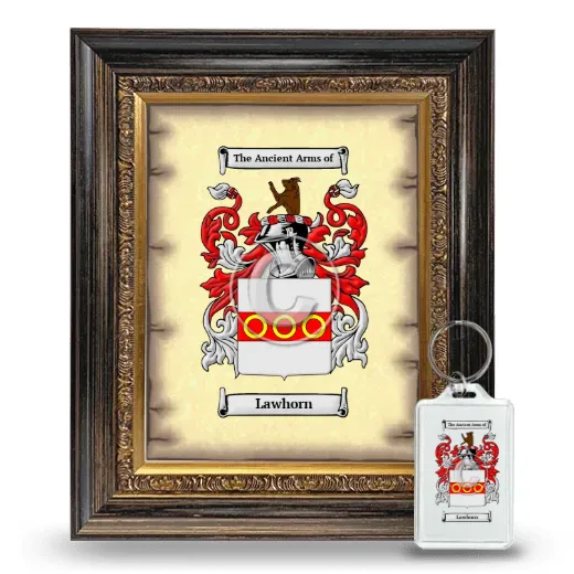 Lawhorn Framed Coat of Arms and Keychain - Heirloom