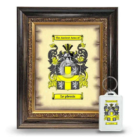 Le plessis Framed Coat of Arms and Keychain - Heirloom