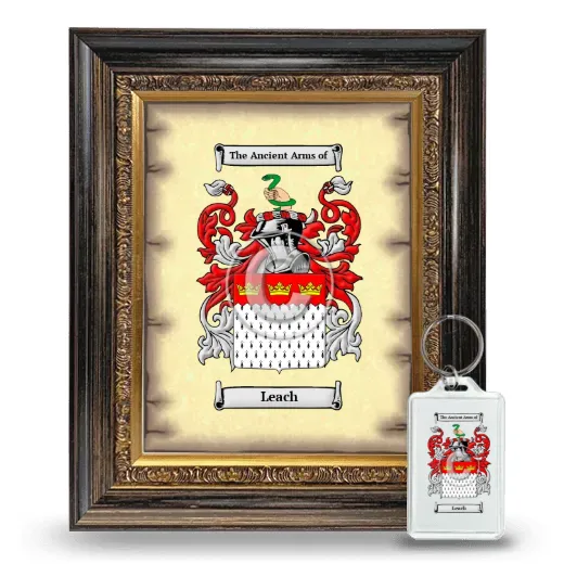 Leach Framed Coat of Arms and Keychain - Heirloom