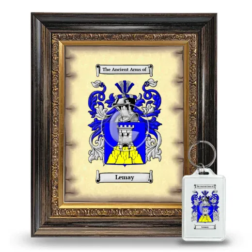 Lemay Framed Coat of Arms and Keychain - Heirloom