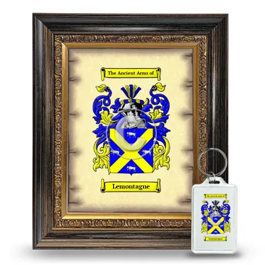Lemontagne Framed Coat of Arms and Keychain - Heirloom