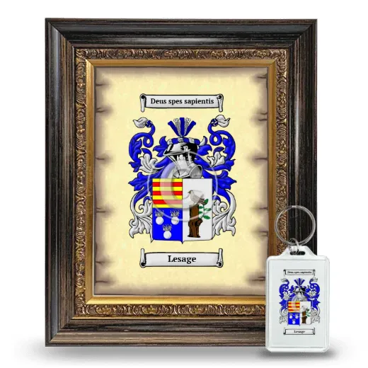 Lesage Framed Coat of Arms and Keychain - Heirloom