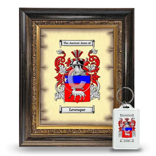 Levesque Framed Coat of Arms and Keychain - Heirloom