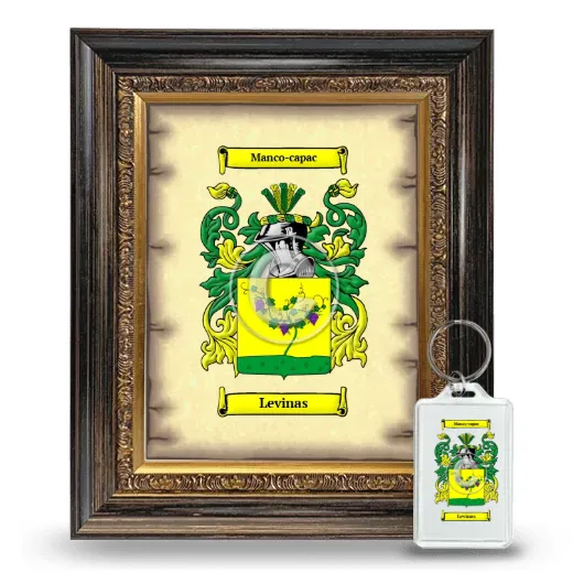 Levinas Framed Coat of Arms and Keychain - Heirloom
