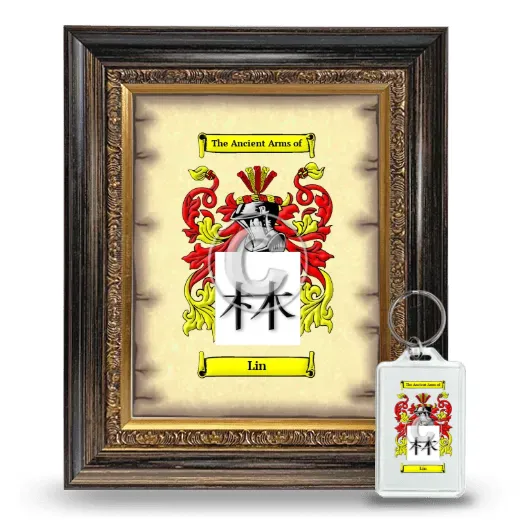 Lin Framed Coat of Arms and Keychain - Heirloom