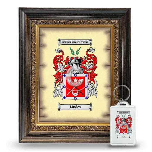 Lindes Framed Coat of Arms and Keychain - Heirloom