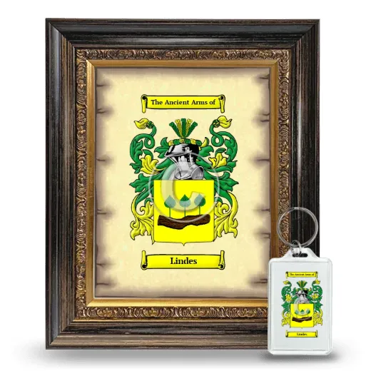 Lindes Framed Coat of Arms and Keychain - Heirloom