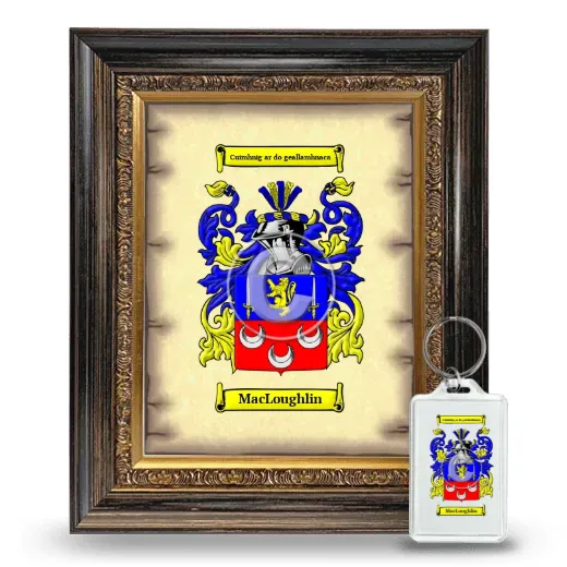 MacLoughlin Framed Coat of Arms and Keychain - Heirloom