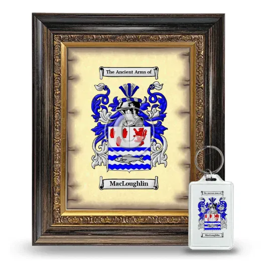 MacLoughlin Framed Coat of Arms and Keychain - Heirloom