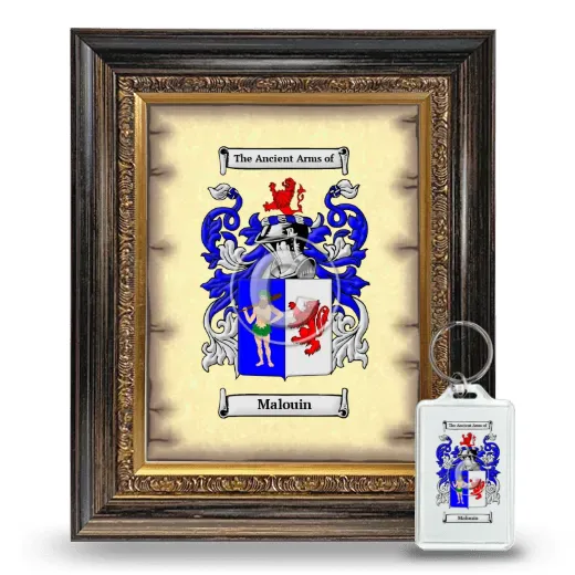 Malouin Framed Coat of Arms and Keychain - Heirloom