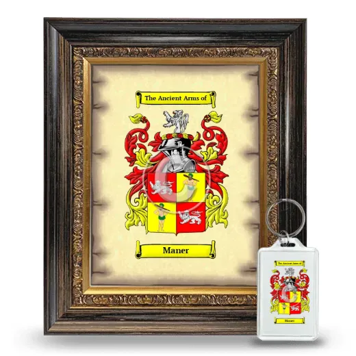 Maner Framed Coat of Arms and Keychain - Heirloom