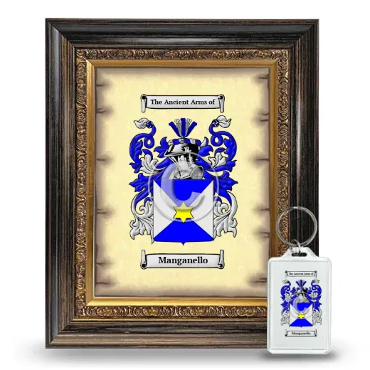 Manganello Framed Coat of Arms and Keychain - Heirloom
