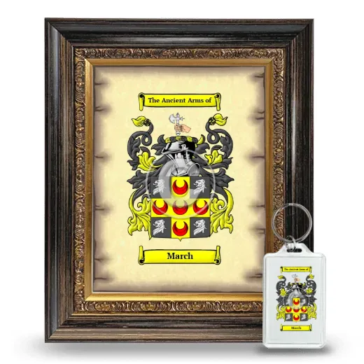 March Framed Coat of Arms and Keychain - Heirloom