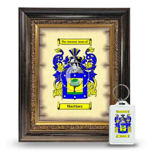 Martinez Framed Coat of Arms and Keychain - Heirloom